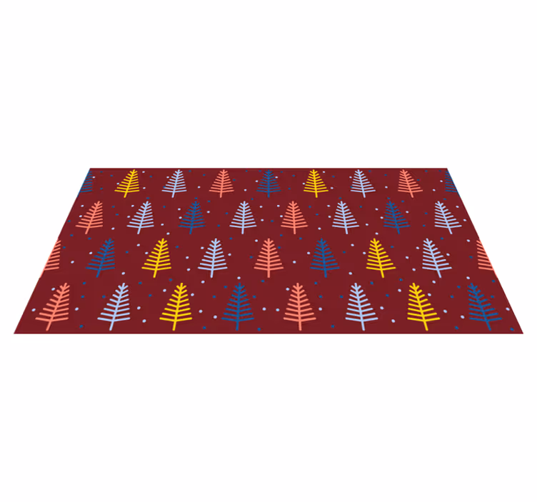 Christmas vinyl rug colorful pine tree design - TenStickers