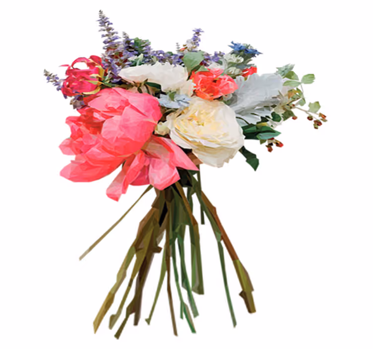 Flower vinyl rug geometric bouquet - TenStickers