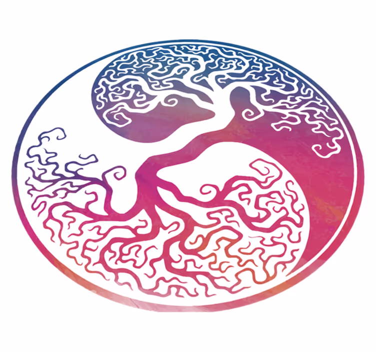 Yin yang tree life flower vinyl rug - TenStickers