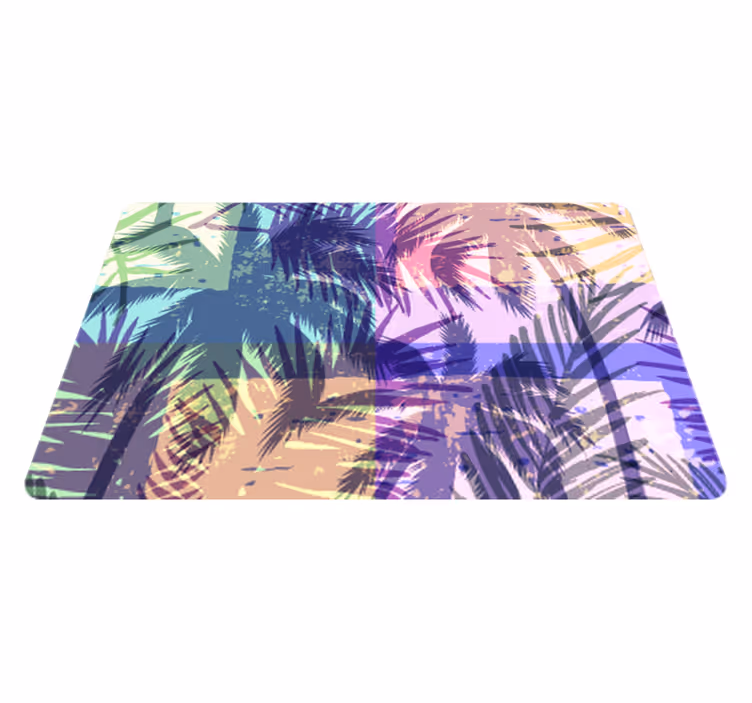 Flower vinyl rug with retro palm design - TenStickers
