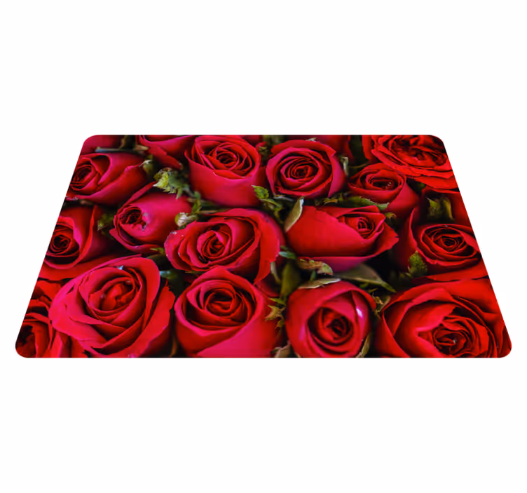 Red floral style flower vinyl rug - TenStickers