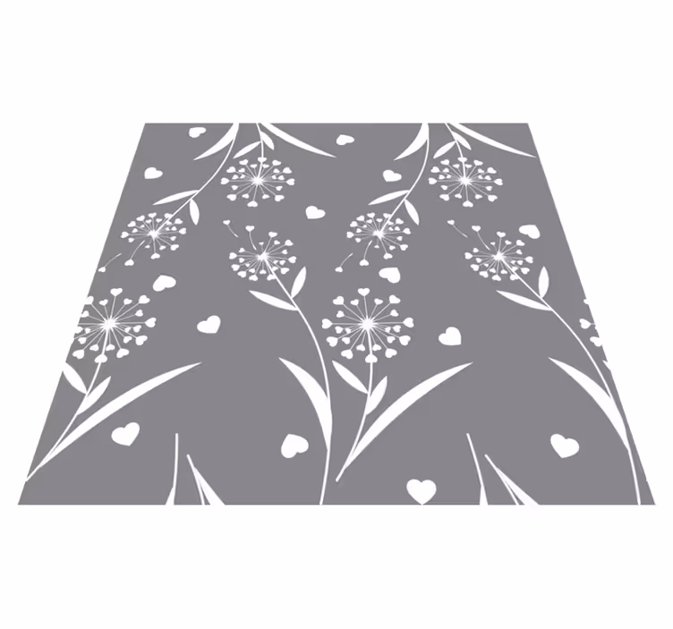 Flower vinyl rug white dandelions - TenStickers
