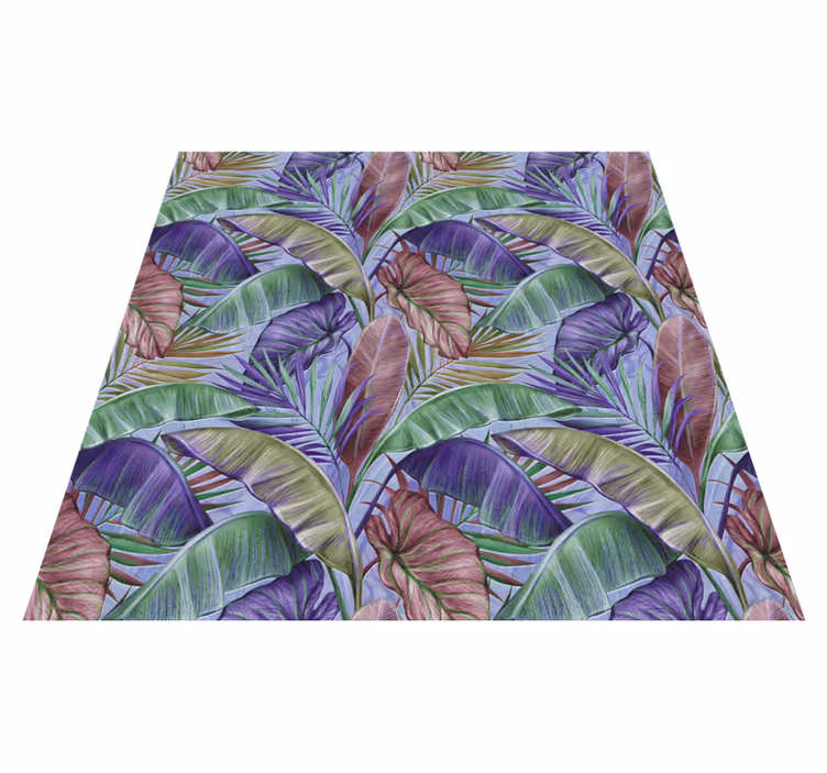 Flower vinyl rug with purple leaves design - TenStickers