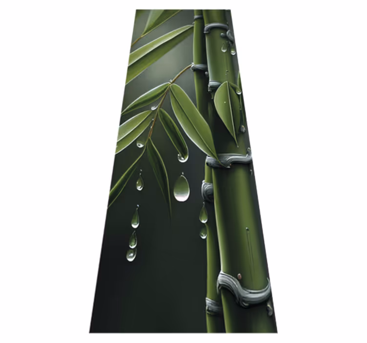 Flower vinyl rug bamboo with raindrops - TenStickers