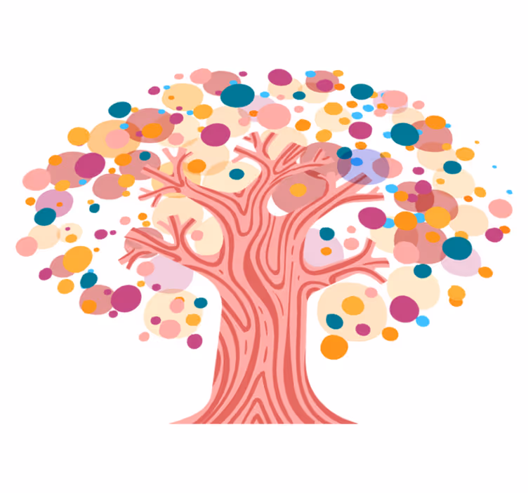 Flower vinyl rug colorful tree silhouette - TenStickers