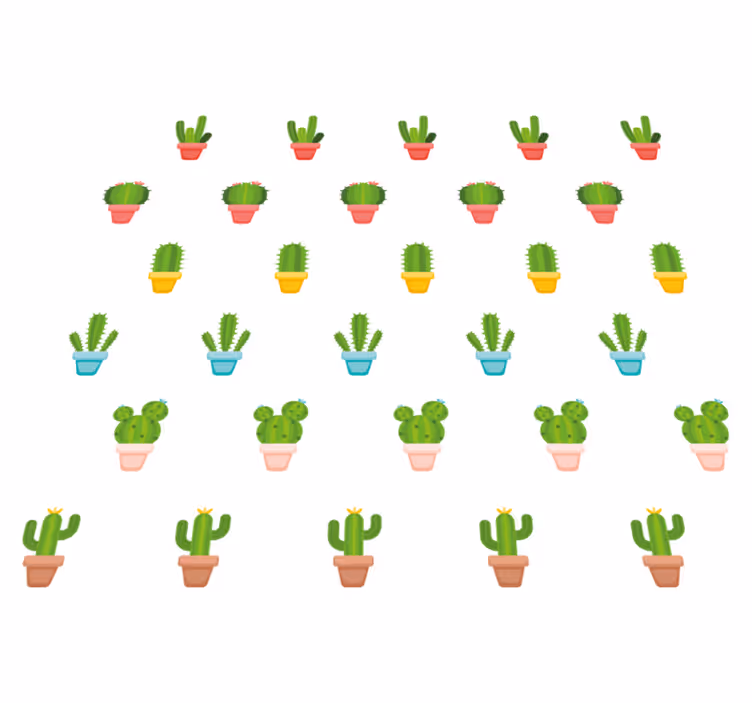 Flower vinyl rug with cacti pattern design - TenStickers