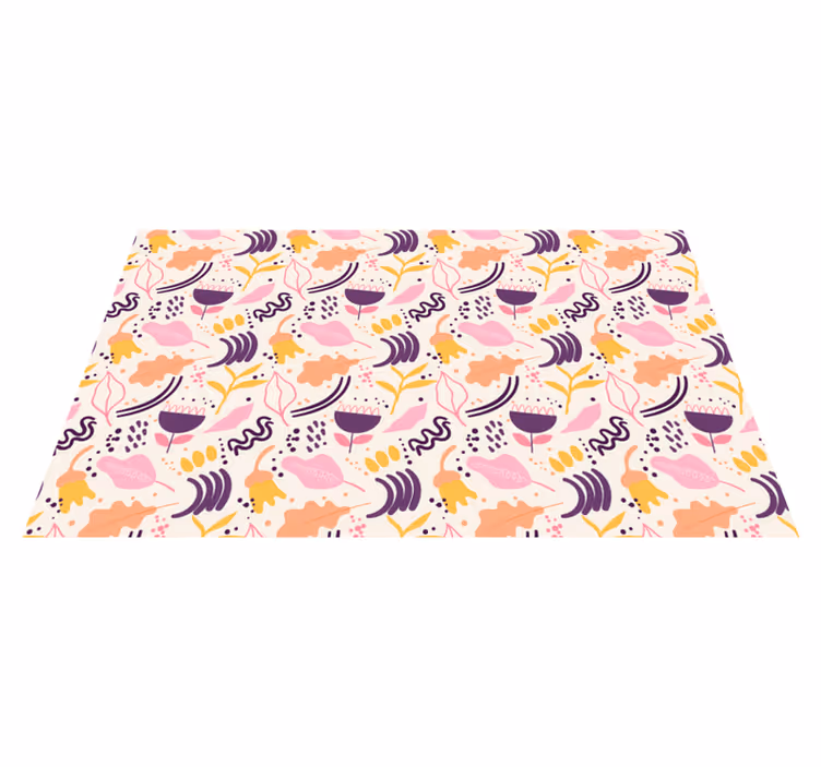 Flower vinyl rug in vibrant floral design - TenStickers
