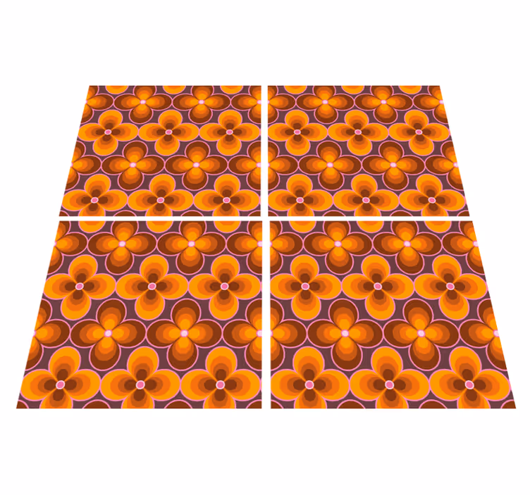 Flower vinyl rug botanical inspired design - TenStickers