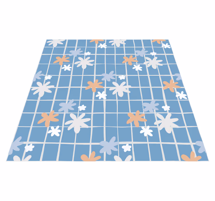 Flower vinyl rug with floral element design - TenStickers