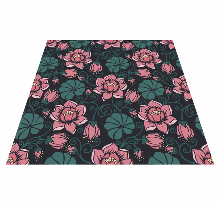 Flower vinyl rug with blooming vines - TenStickers
