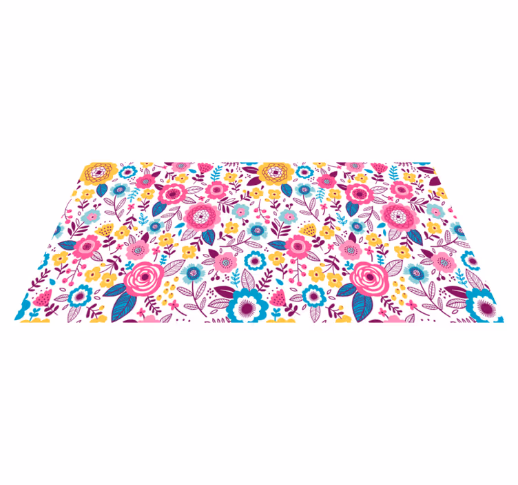 Flower vinyl rug with pink kallax flowers - TenStickers