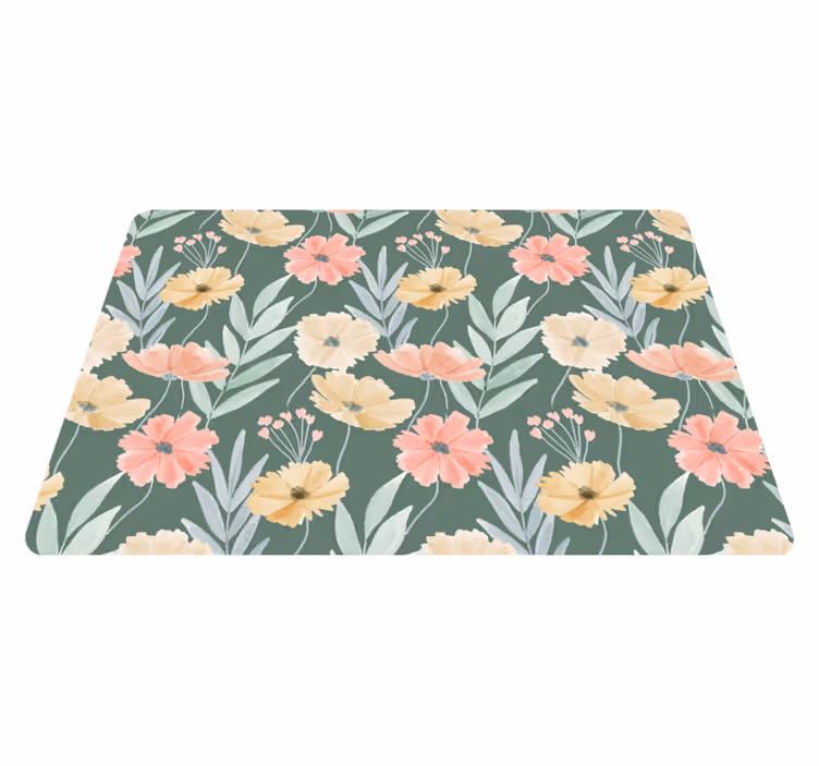Flower vinyl rug original watercolor floral design - TenStickers