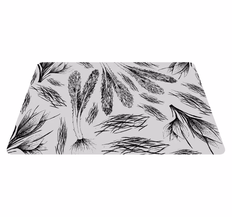 Flower vinyl rug dried grey pattern - TenStickers