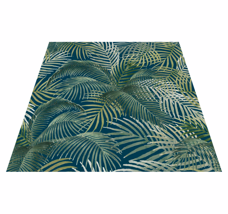 Flower vinyl rug with tropical leaf design - TenStickers