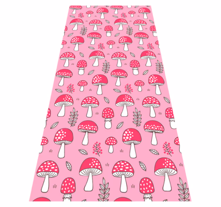 Flower vinyl rug classical pink mushrooms - TenStickers