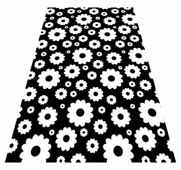Flower vinyl rug black and white daisies - TenStickers