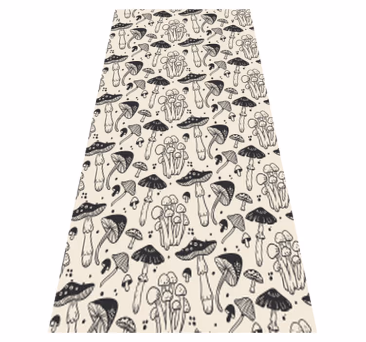 Flower vinyl rug with black mushroom drawing pattern - TenStickers