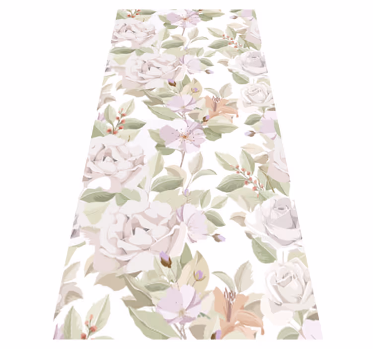 Flower vinyl rug with elegant floral design - TenStickers