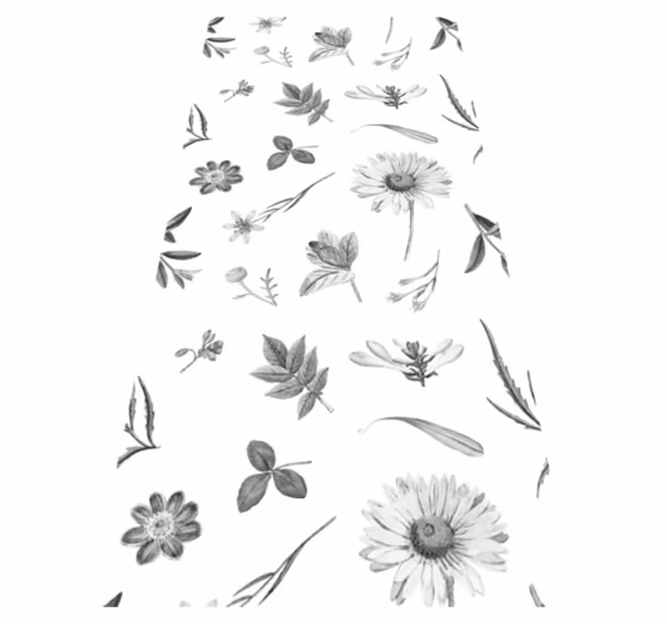 Flower vinyl rug in gray spring flowers - TenStickers