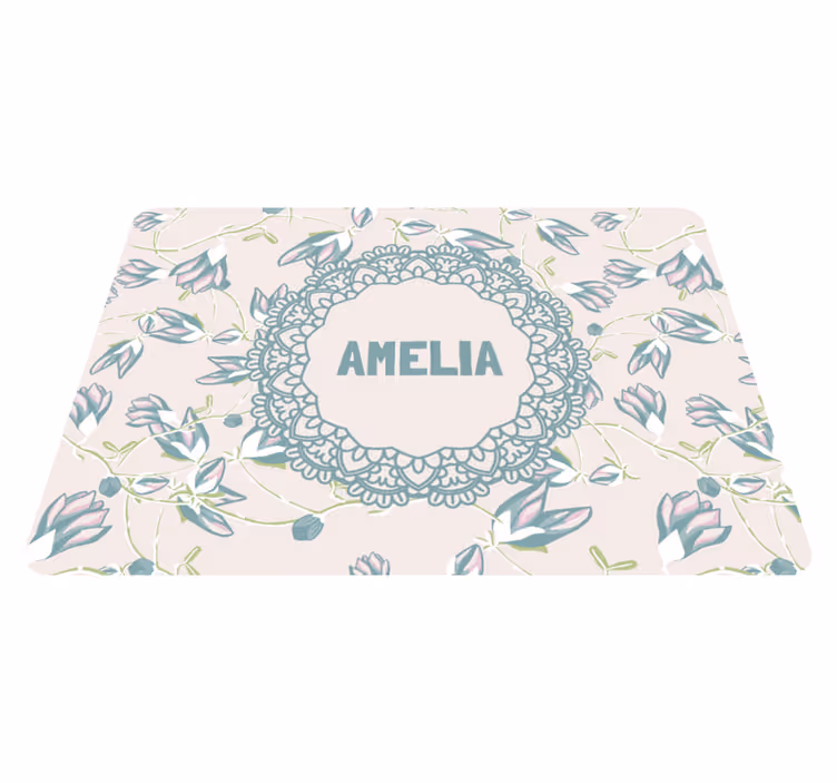 Leaves and blooms flower vinyl rug - TenStickers