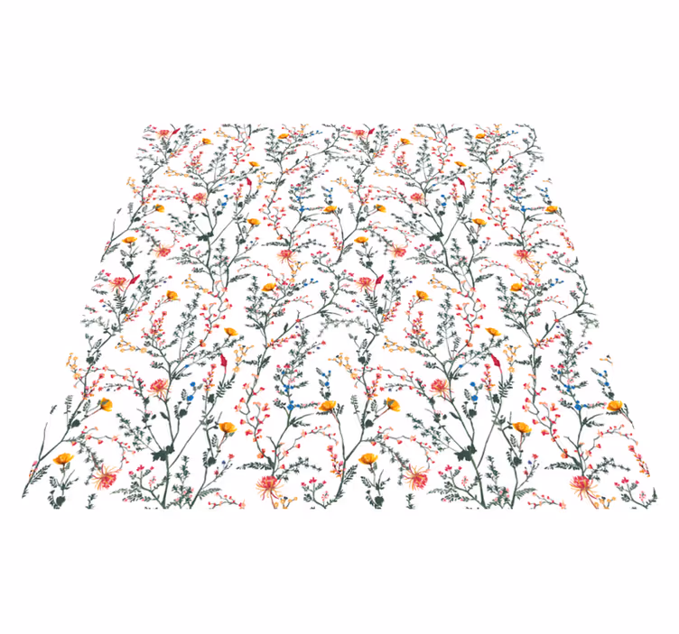 Flower vinyl rug thin minimalistic garden blooms - TenStickers
