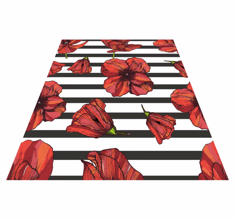 Flower vinyl rug with polish poppy plants design - TenStickers
