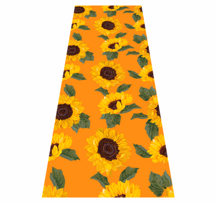 Orange sunflower flower vinyl rug - TenStickers