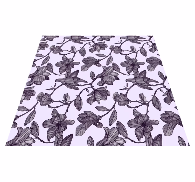 Flower vinyl rug cute magnolia design - TenStickers