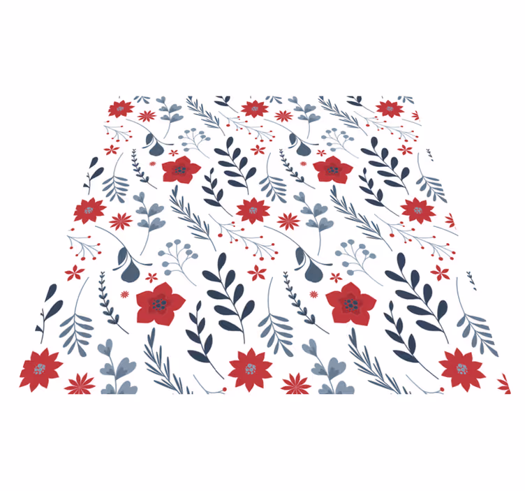 Flower vinyl rug with white and red floral design - TenStickers