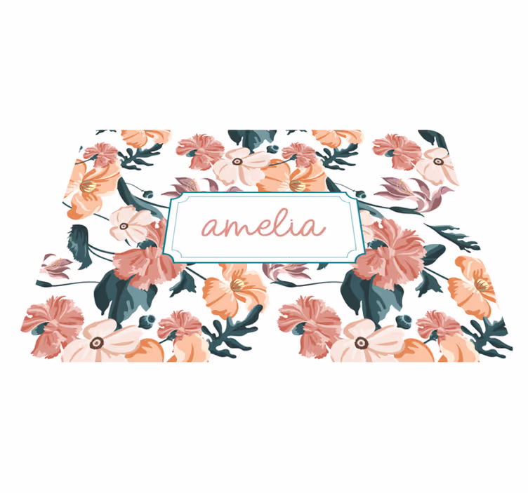 Flower vinyl rug beautiful pastel floral design - TenStickers