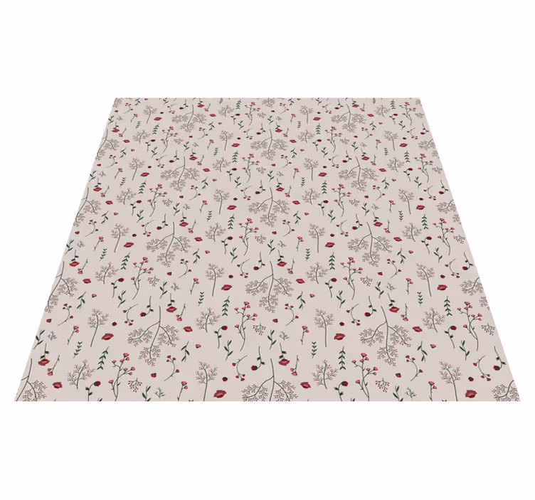 Flower vinyl rug with minimalistic red flowers - TenStickers