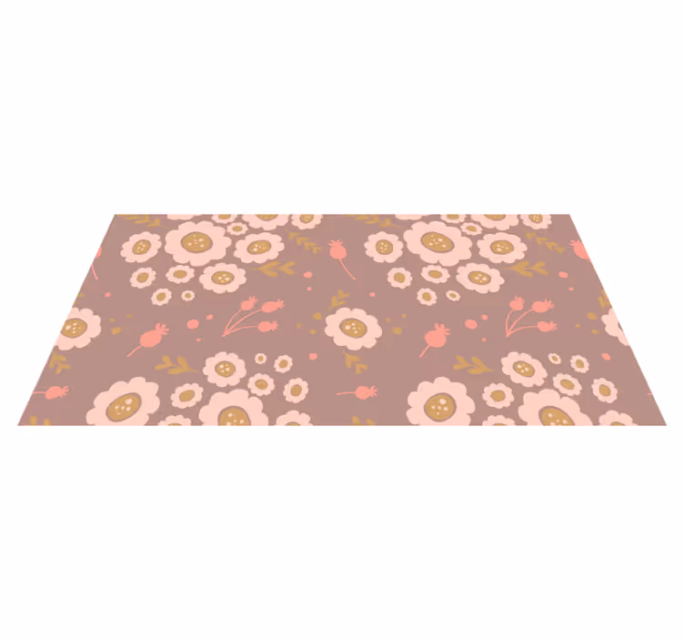 Flower vinyl rug with pastel folk art design - TenStickers