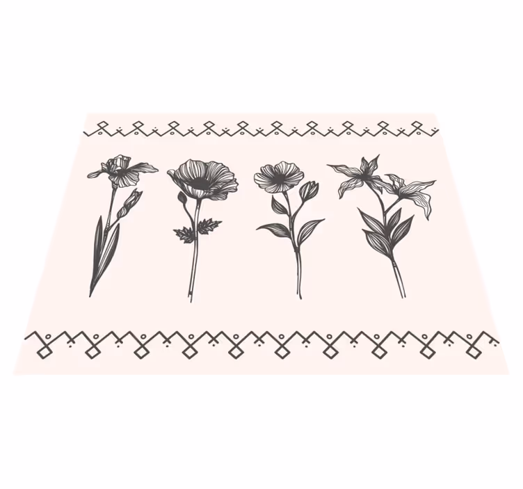 Flower vinyl rug realistic vintage botany design - TenStickers