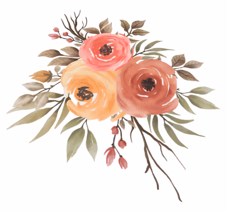 Flower vinyl rug with dried roses design - TenStickers
