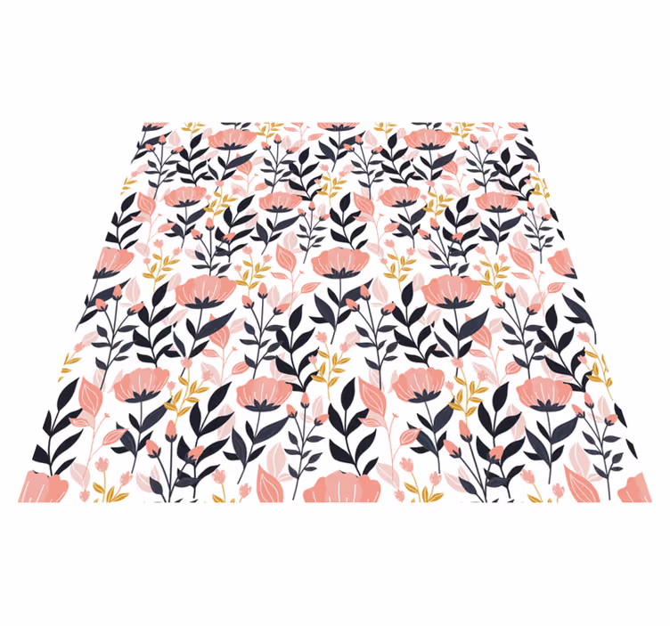 Flower vinyl rug with pink flowers design - TenStickers
