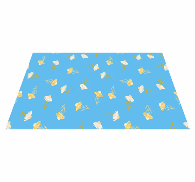 Flower vinyl rug daisy pattern on blue background - TenStickers