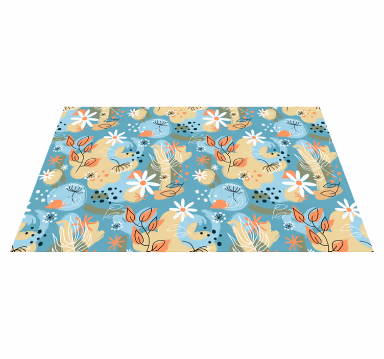Flower vinyl rug abstract floral design - TenStickers