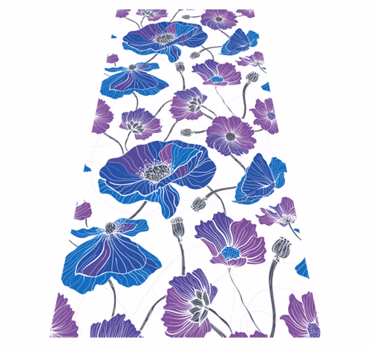 Blue and purple garden flowers flower vinyl rug - TenStickers
