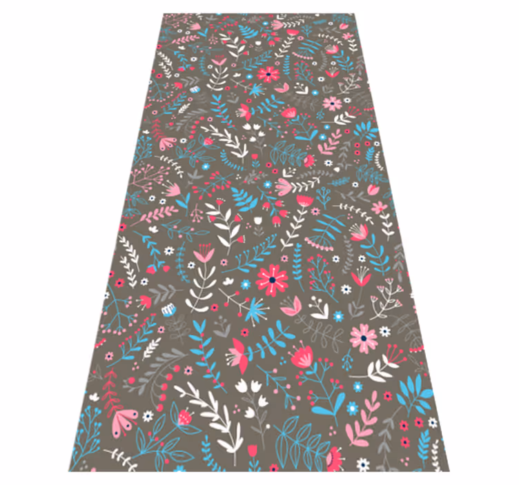 Flower vinyl rug in vibrant floral design - TenStickers