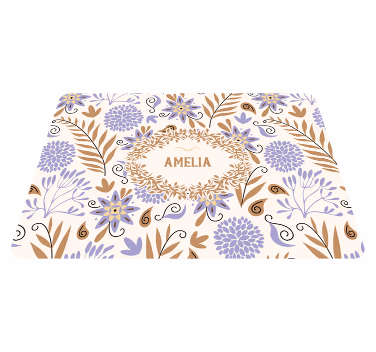 Flower vinyl rug hand painted vintage floral design - TenStickers
