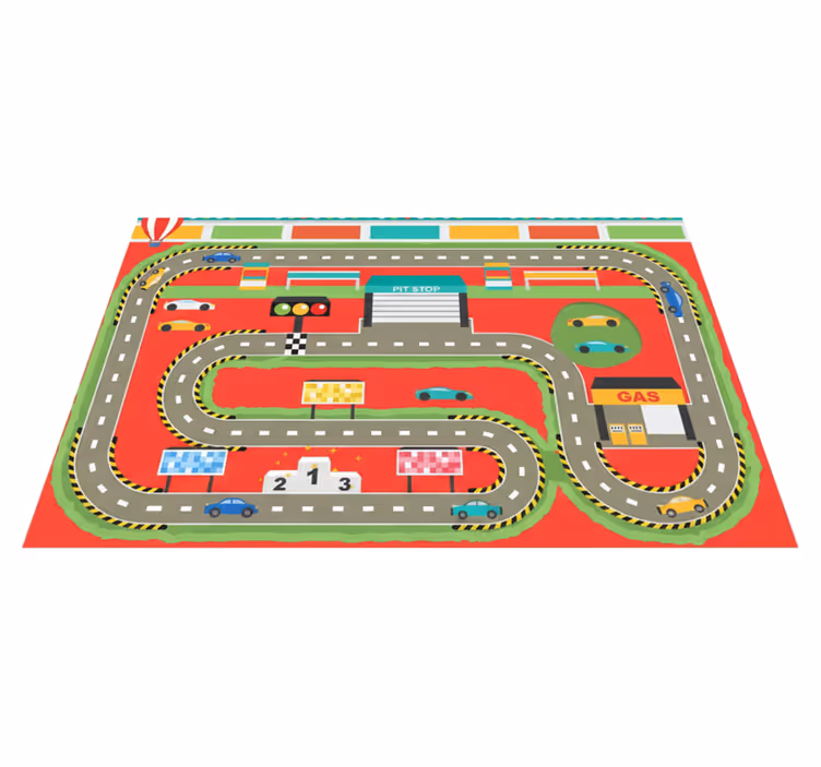 Road vinyl rug colorful cartoon race track - TenStickers