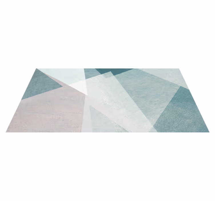 Geometric vinyl rug in teal pastel design - TenStickers