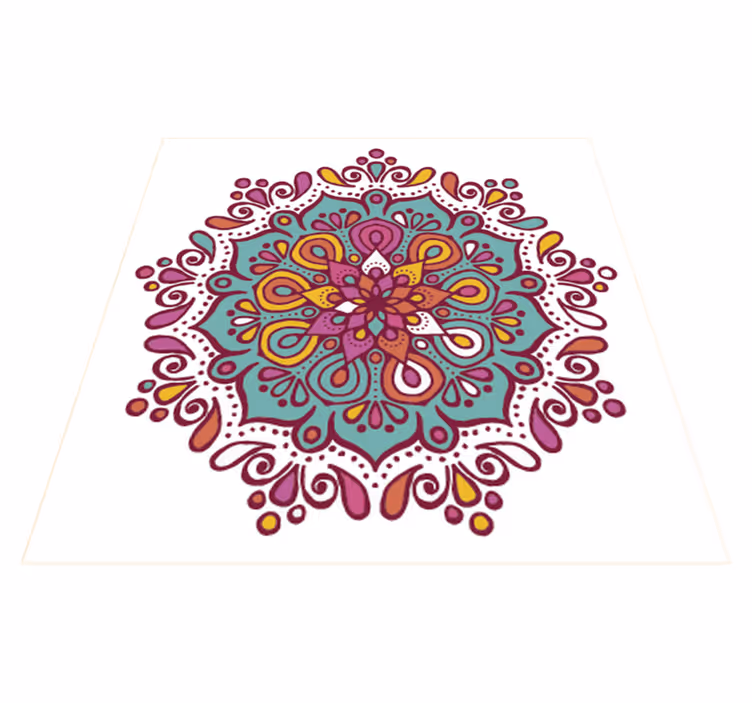 Kitchen vinyl rug in colorful tiled mandala - TenStickers