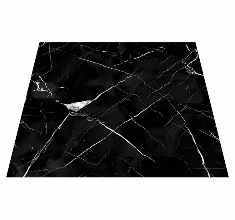 Dining room vinyl rug black marble design - TenStickers
