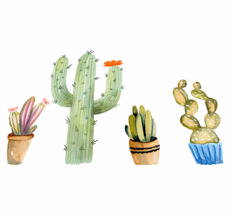 Dining room vinyl rug with assorted cacti design - TenStickers