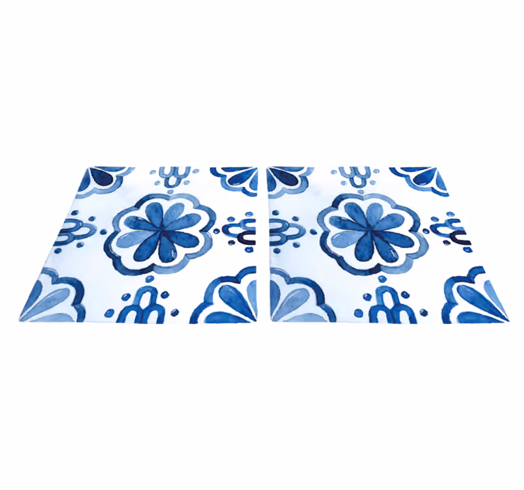 Dining room vinyl rug floral cement tile design - TenStickers