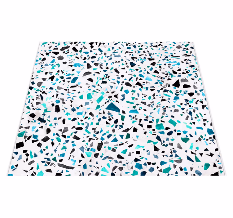 Blue marble tiles kitchen vinyl rug - TenStickers