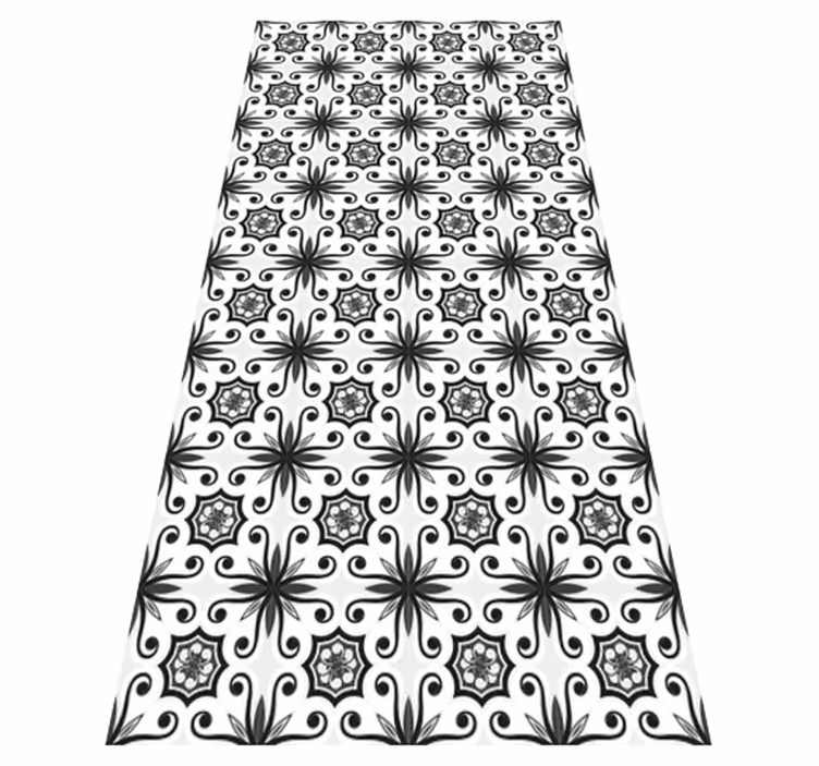 Kitchen vinyl rug in vintage black tile design - TenStickers