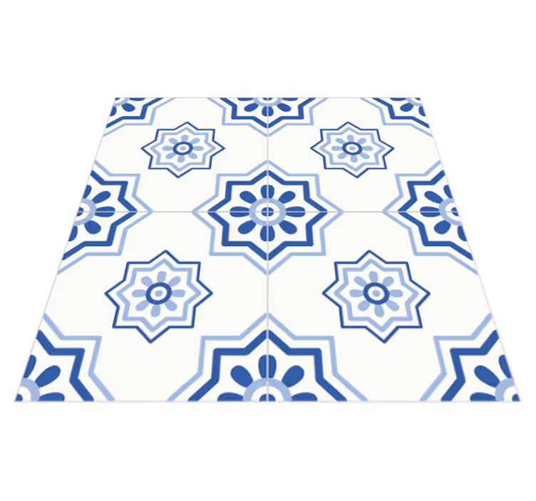 Bathroom vinyl rug blue tile adhesive - TenStickers