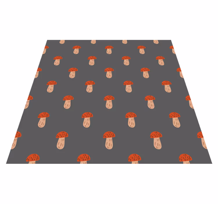 Flower vinyl rug with classic mushrooms gray background - TenStickers